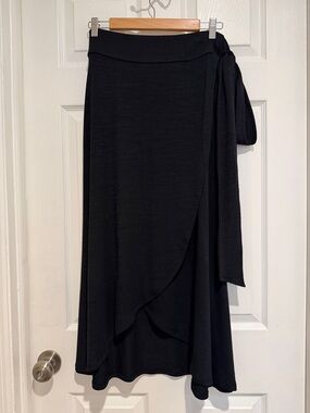 GAP Black Maxi Wrap Skirt with Side Tie Detail